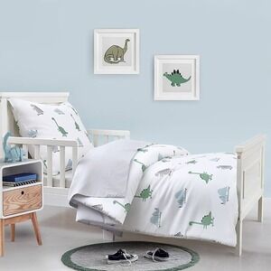 Hello Spud Dinosaur Toddler 4 Piece Bedding Set NEW Organic Cotton MSRP $120